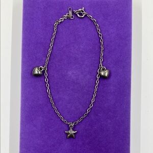 💛 Silver Plated Heart and Star Charm Bracelet Anklet
